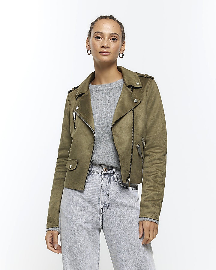 Khaki moto jacket hotsell