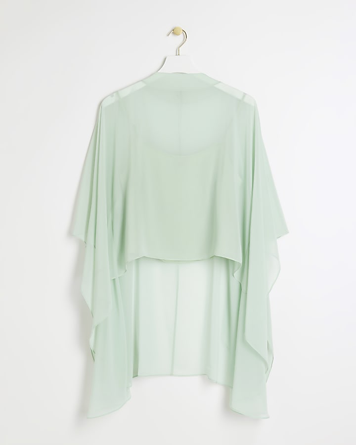 Green cape detail blouse