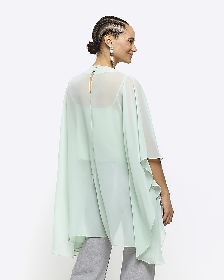 Green cape detail blouse