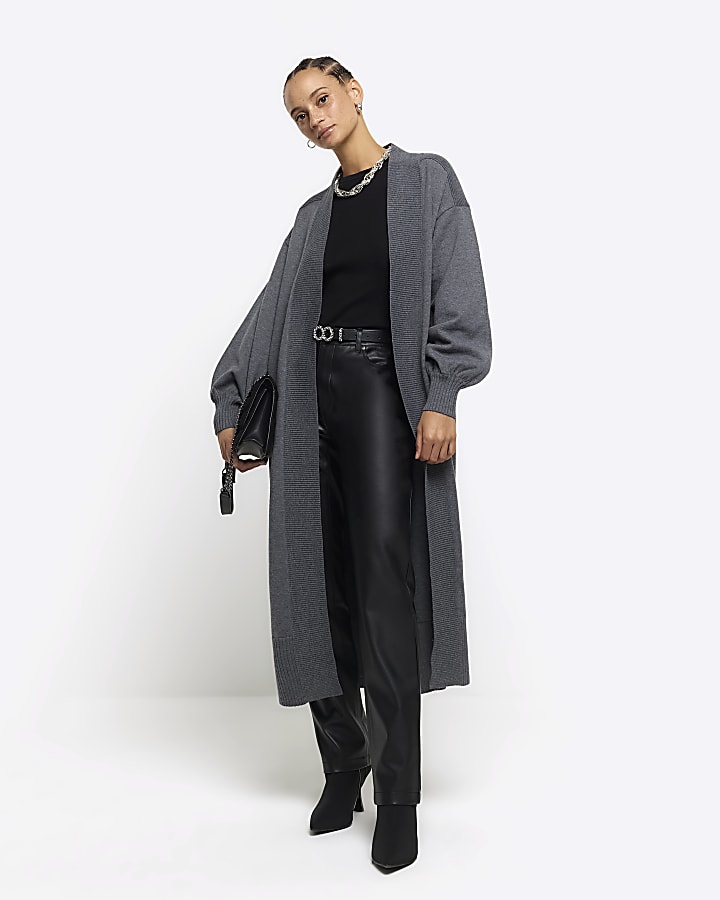 Grey longline cosy cardigan River Island