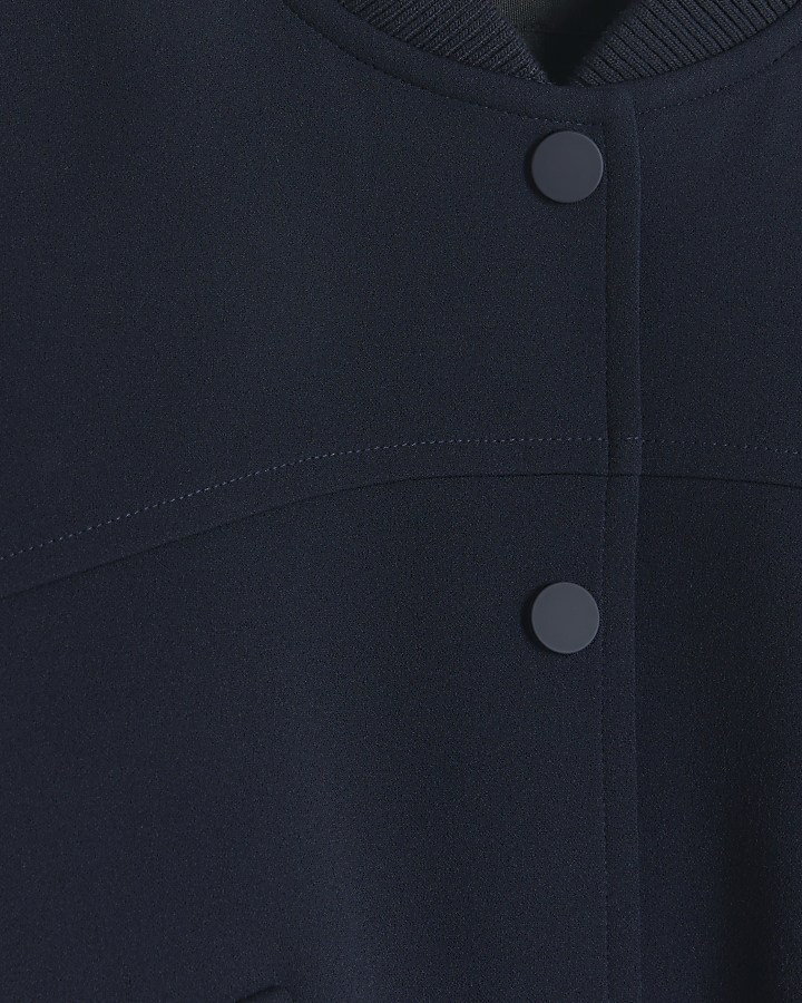 Navy tailored crop bomber jacket