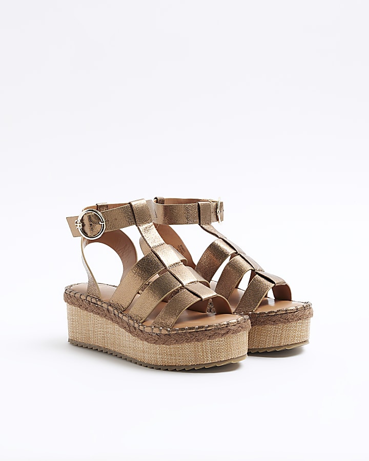 Bronze gladiator flatform sandals