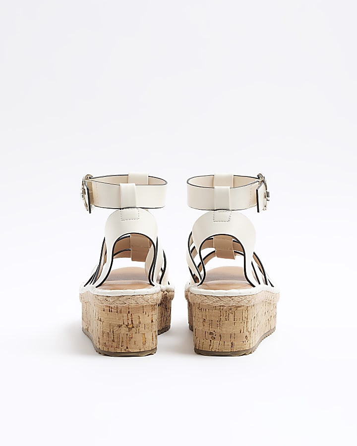 White wide fit gladiator flatform sandals