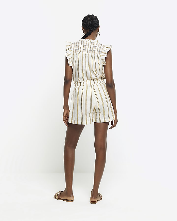 Yellow stripe high waisted shorts