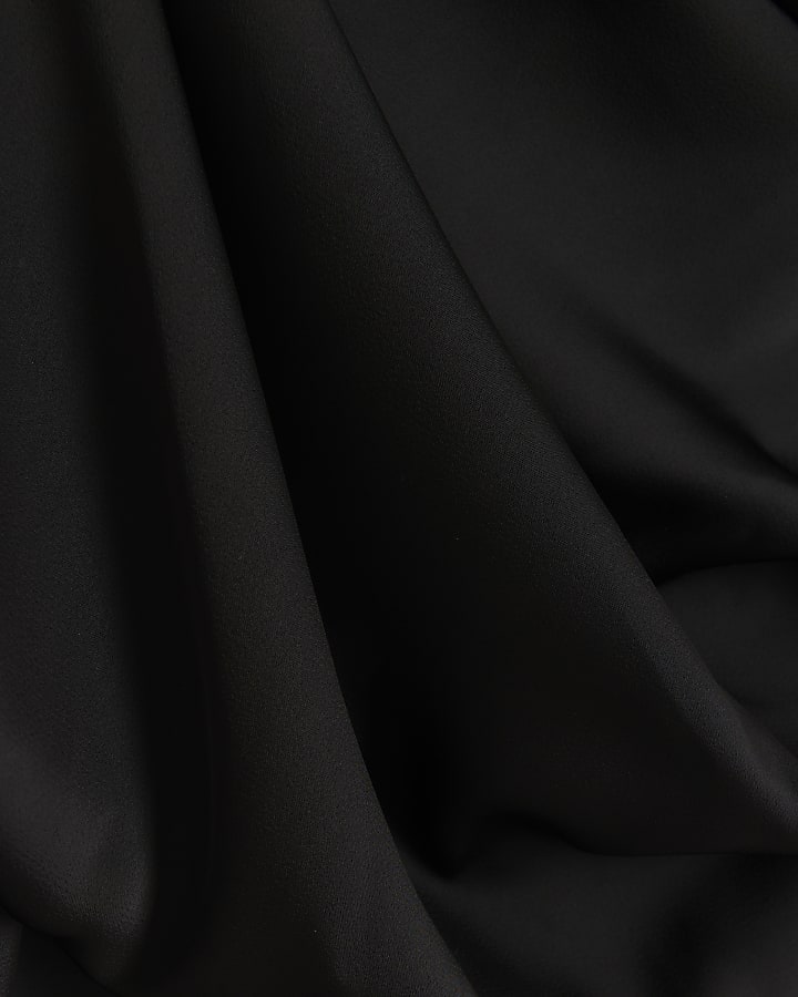 Plus black one shoulder wide leg jumpsuit
