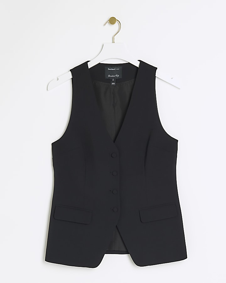 Black button up long waistcoat