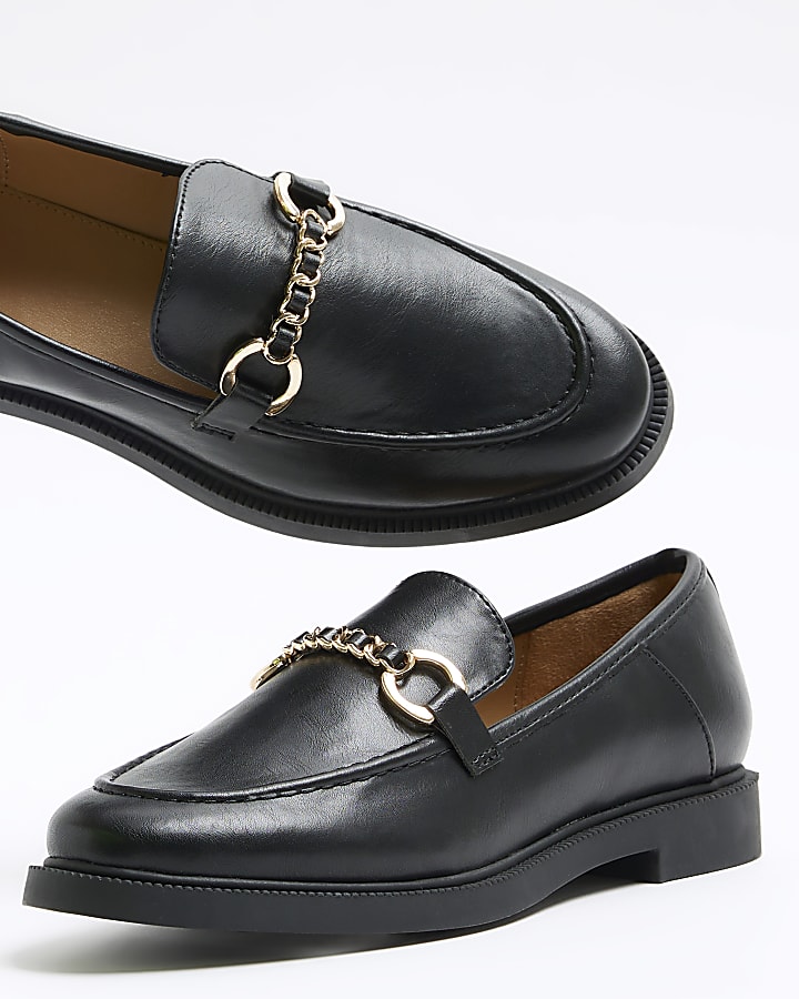Black Chain Snaffle Loafers