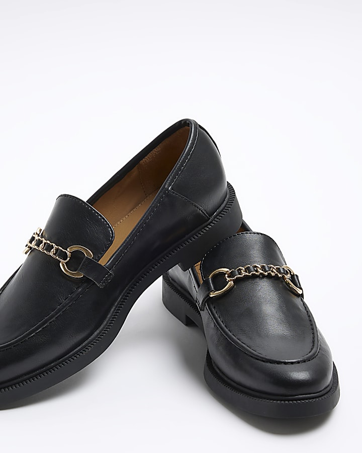 Black Chain Snaffle Loafers