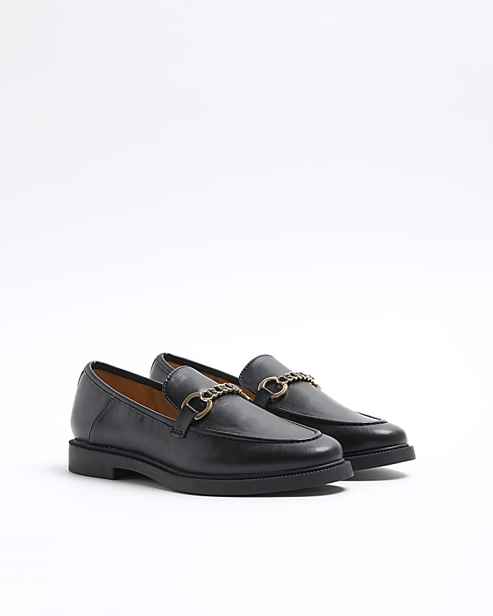 Black Chain Snaffle Loafers
