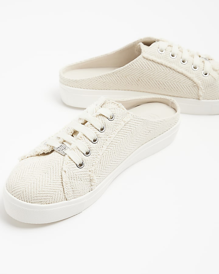 Cream Backless Trainers