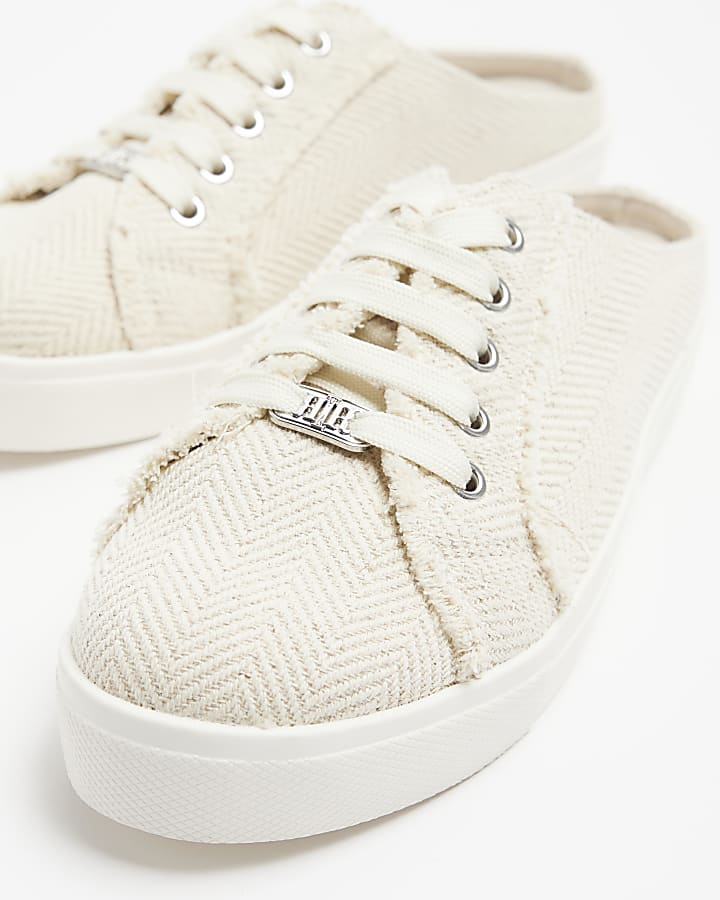 Cream Backless Trainers