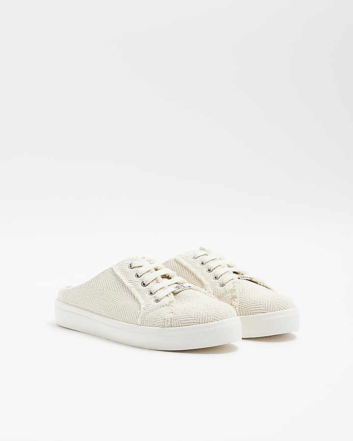 Cream Backless Trainers