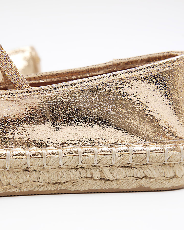 Rose gold espadrille ballet pumps