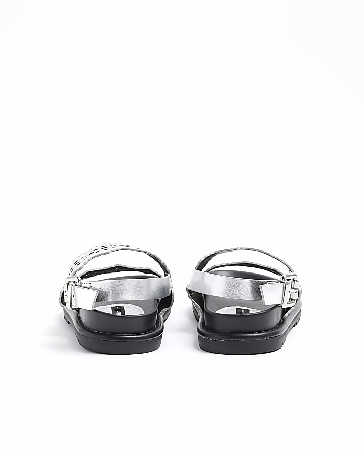 Silver laser cut chunky sandals
