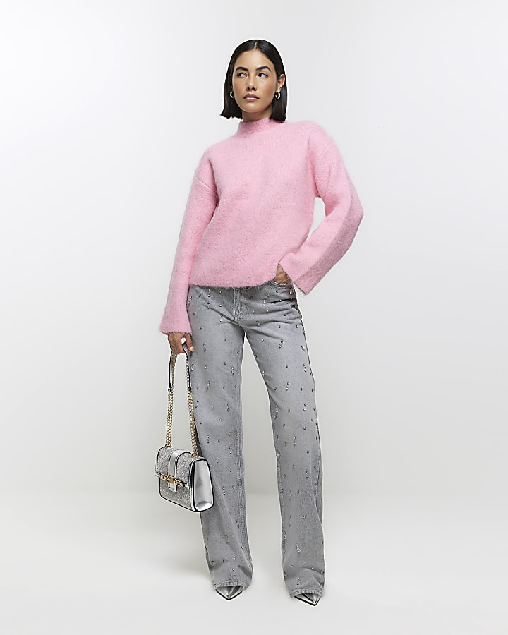 Pink high neck jumper