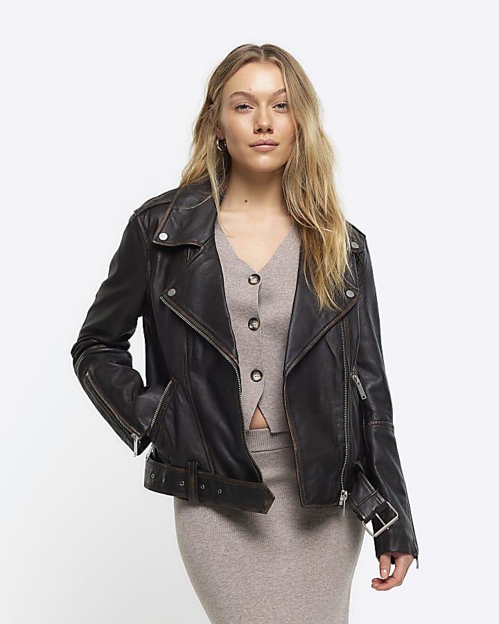 Petite real leather biker jacket hotsell