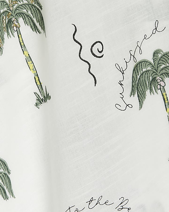 Plus white palm tree beach shirt