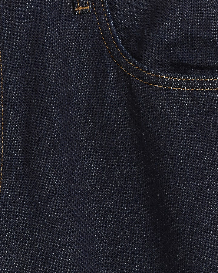 Blue mid rise loose baggy jeans