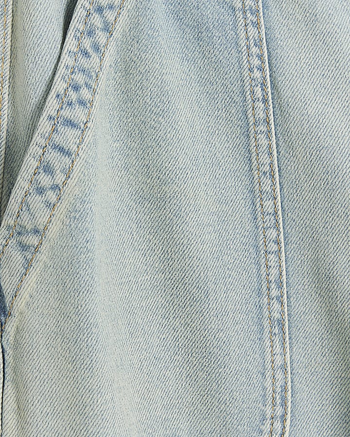 Blue high waisted wide fit cargo jeans