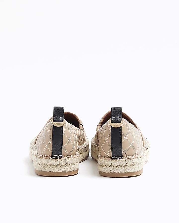 Beige Quilted Espadrille Shoes