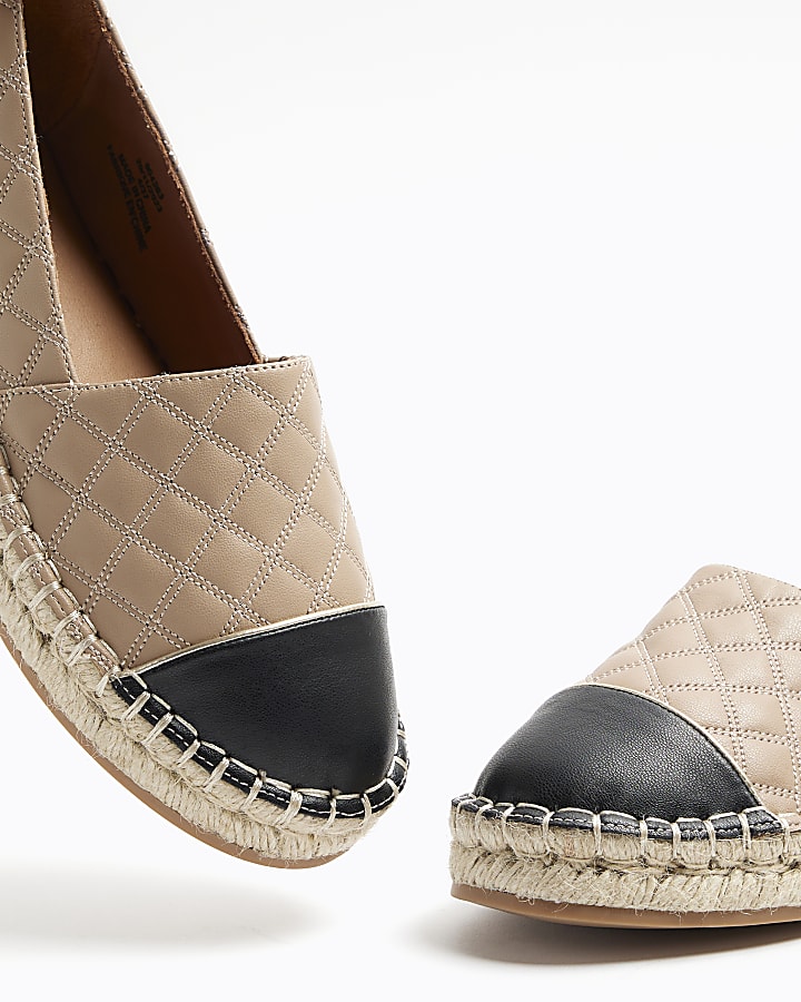 Beige Quilted Espadrille Shoes