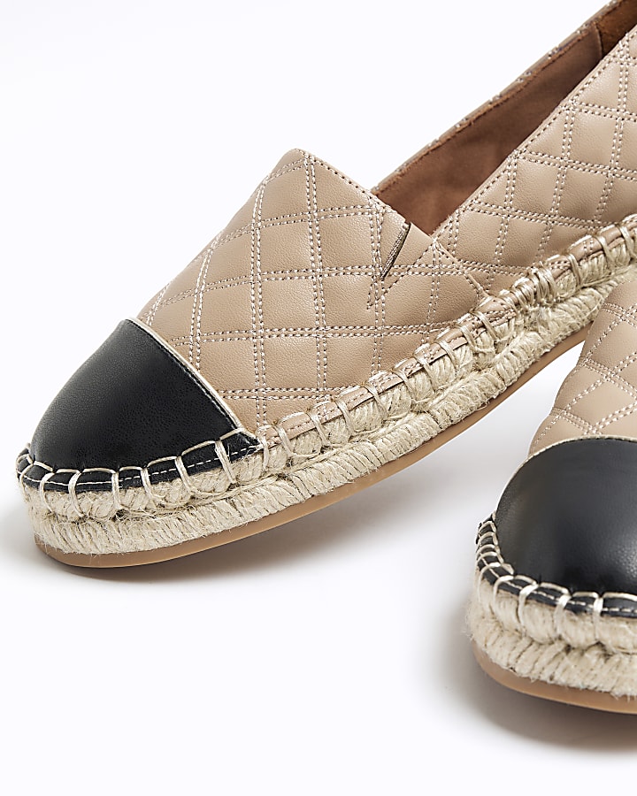 Beige Quilted Espadrille Shoes