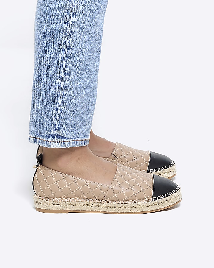 Beige Quilted Espadrille Shoes