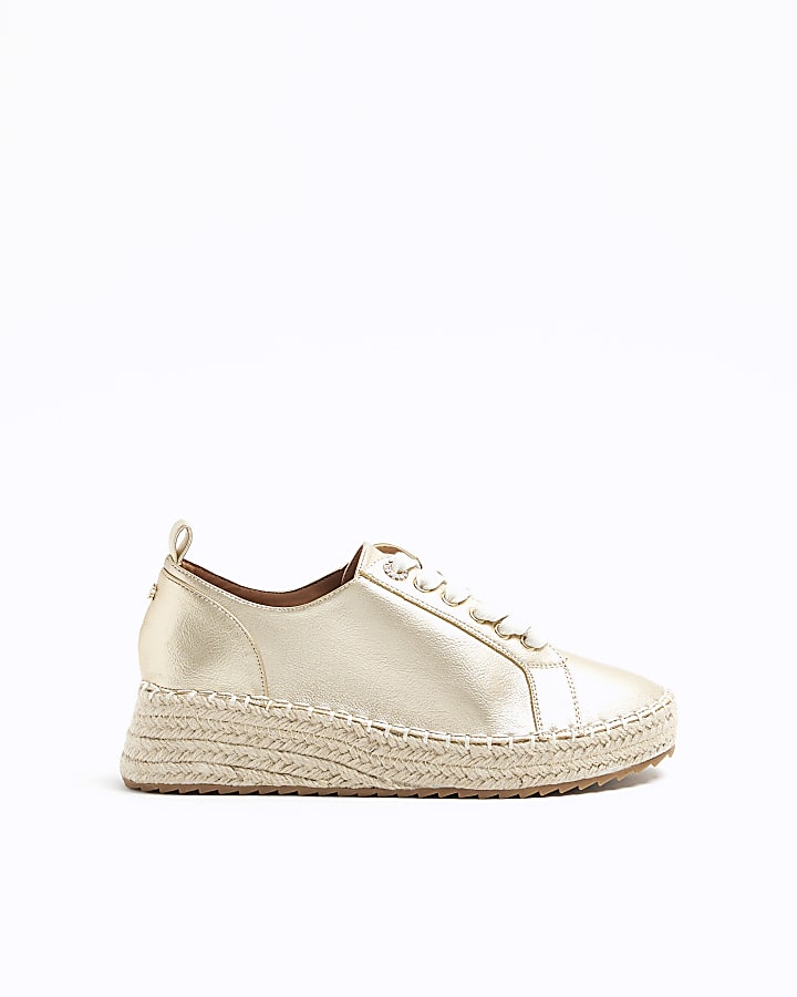 Gold Espadrille Trainers River Island