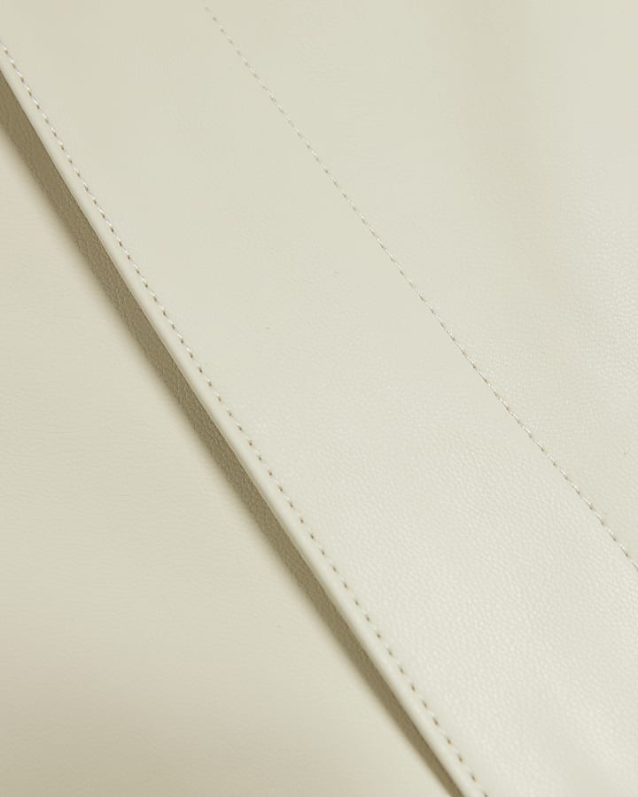 Stone faux leather straight leg trousers