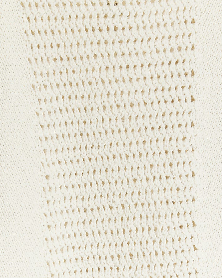 Beige crochet beaded cami top