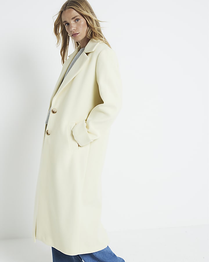 Yellow button up longline coat