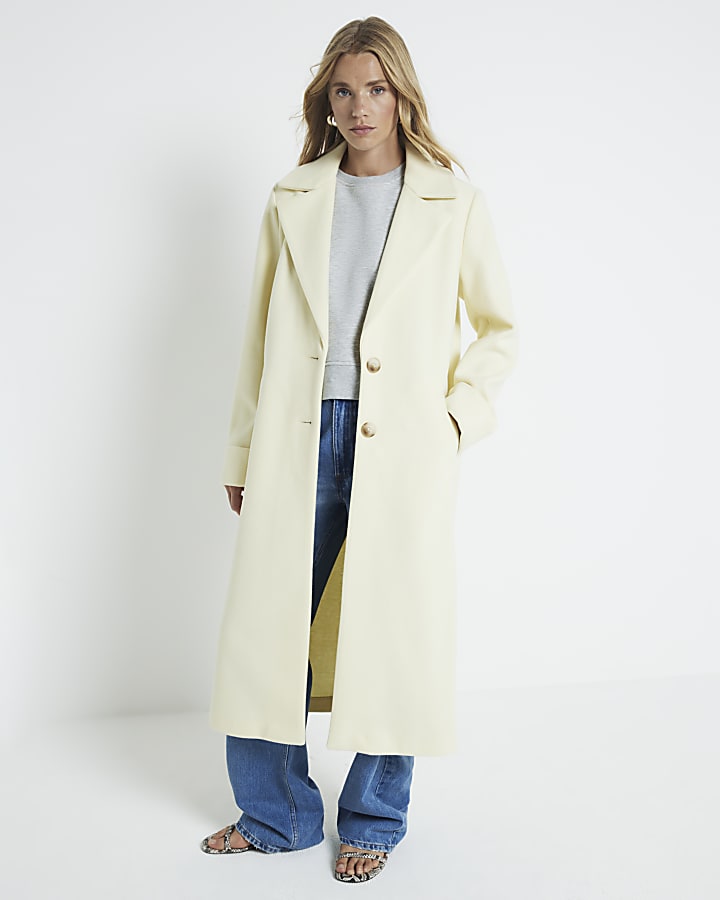 Yellow button up longline coat