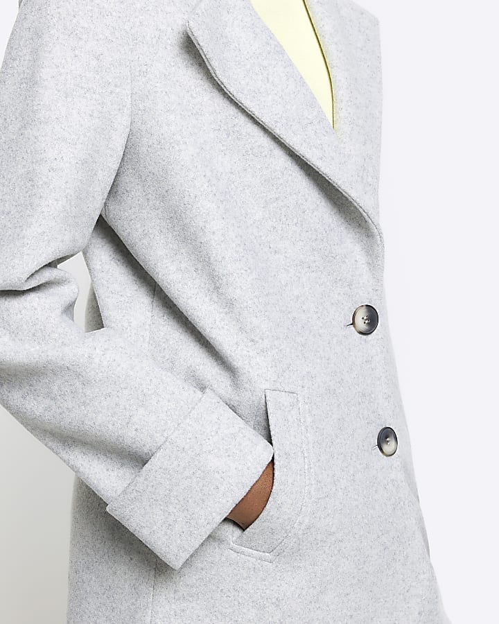 Grey button up longline coat