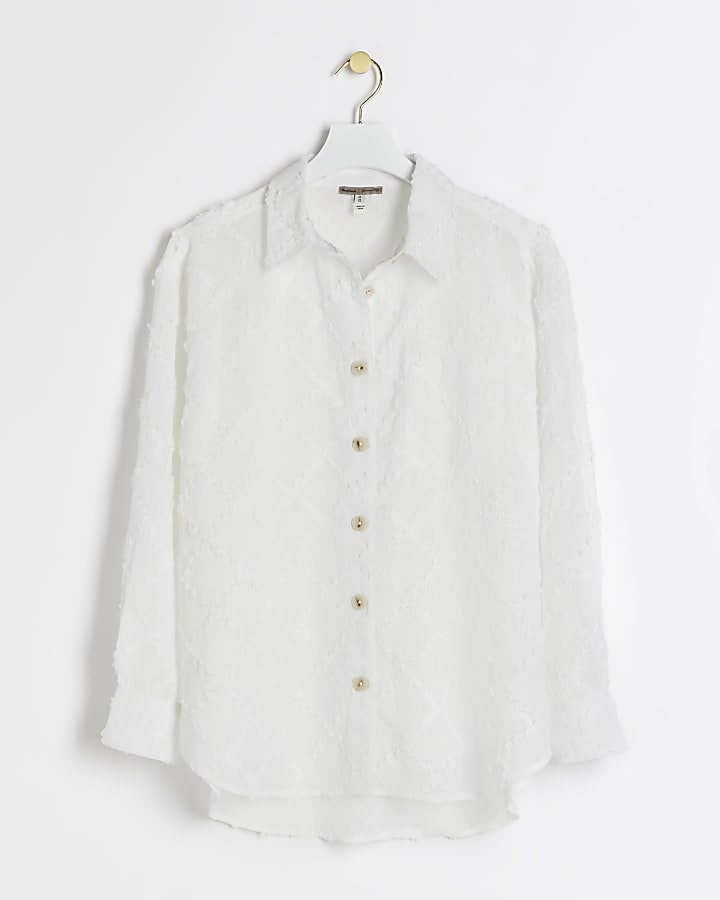 White textured quilted shirt