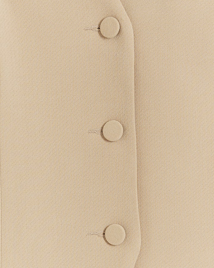 Beige button up long waistcoat