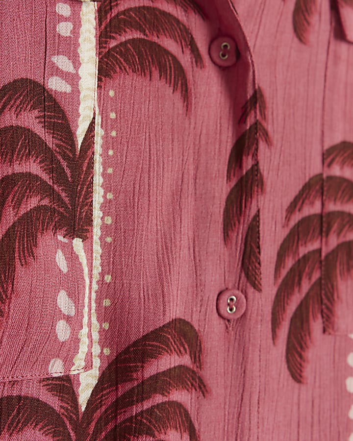 Plus pink palm tree beach shirt