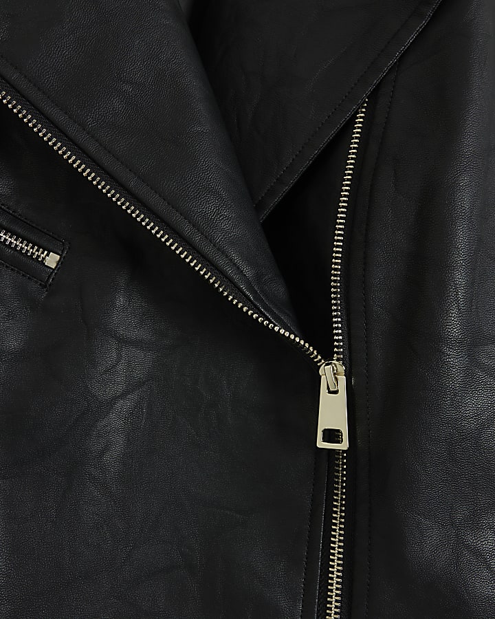 Plus black faux leather biker jacket