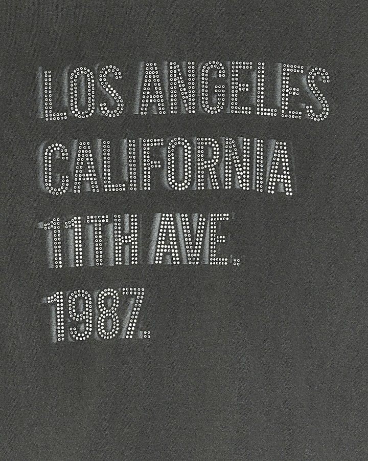 Grey diamante graphic t-shirt