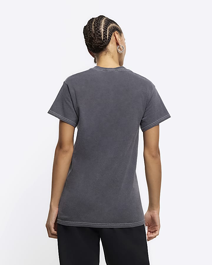 Grey diamante graphic t-shirt