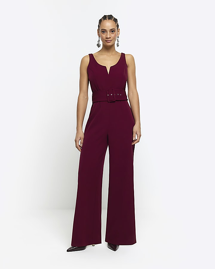 River island red jumpsuit online