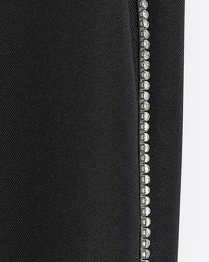 Plus black diamante trim wide leg trousers