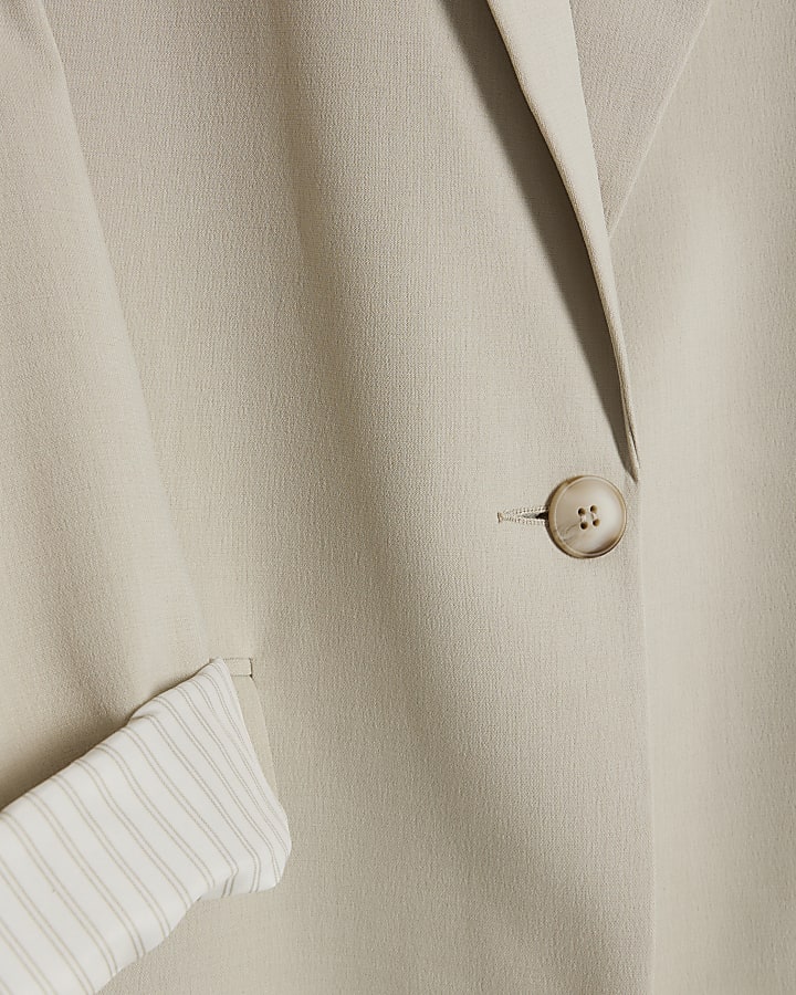 Plus light green rolled sleeve blazer