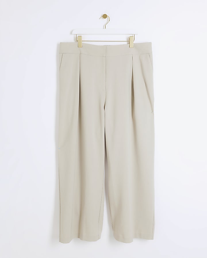 Plus light green wide leg trousers