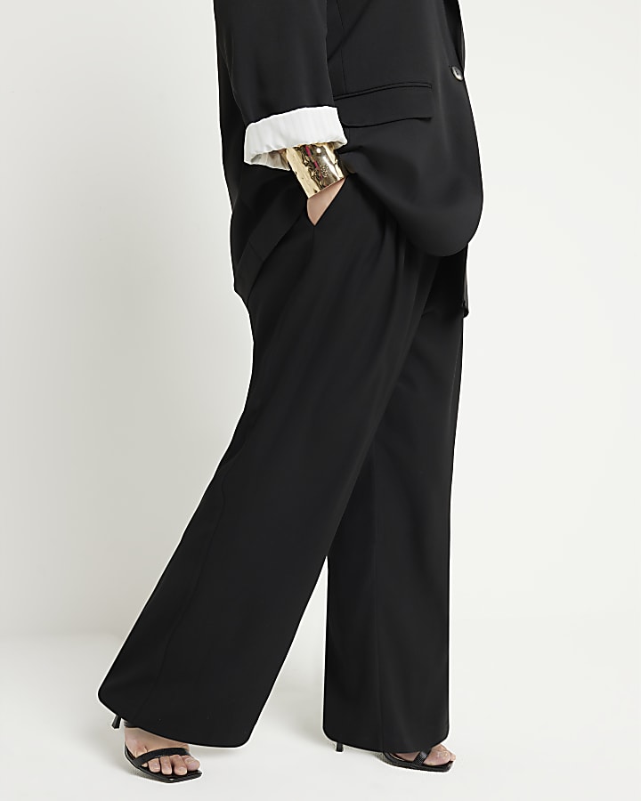 Plus black wide leg trousers