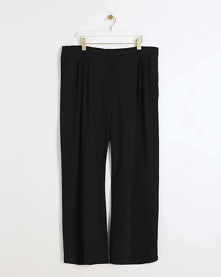 Plus black wide leg trousers