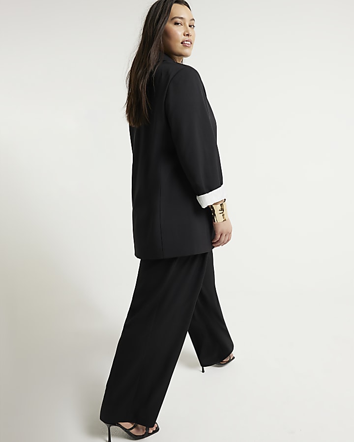 Plus black wide leg trousers