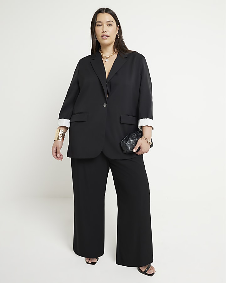 Plus black wide leg trousers