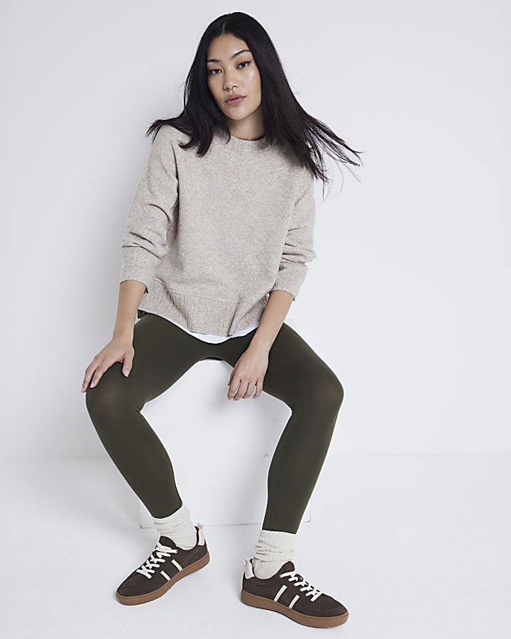 Khaki high waisted leggings