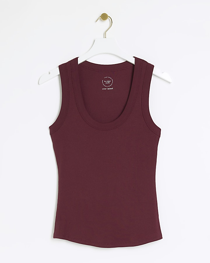 Red scoop neck vest top