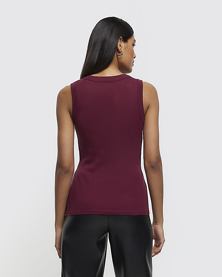 Red scoop neck vest top